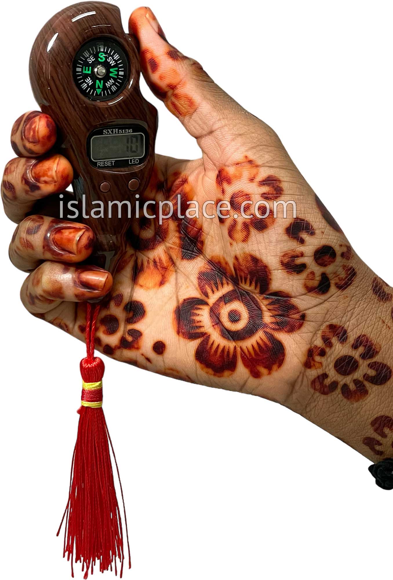 Dark Wood Grain - Electronic Tasbih with Compass