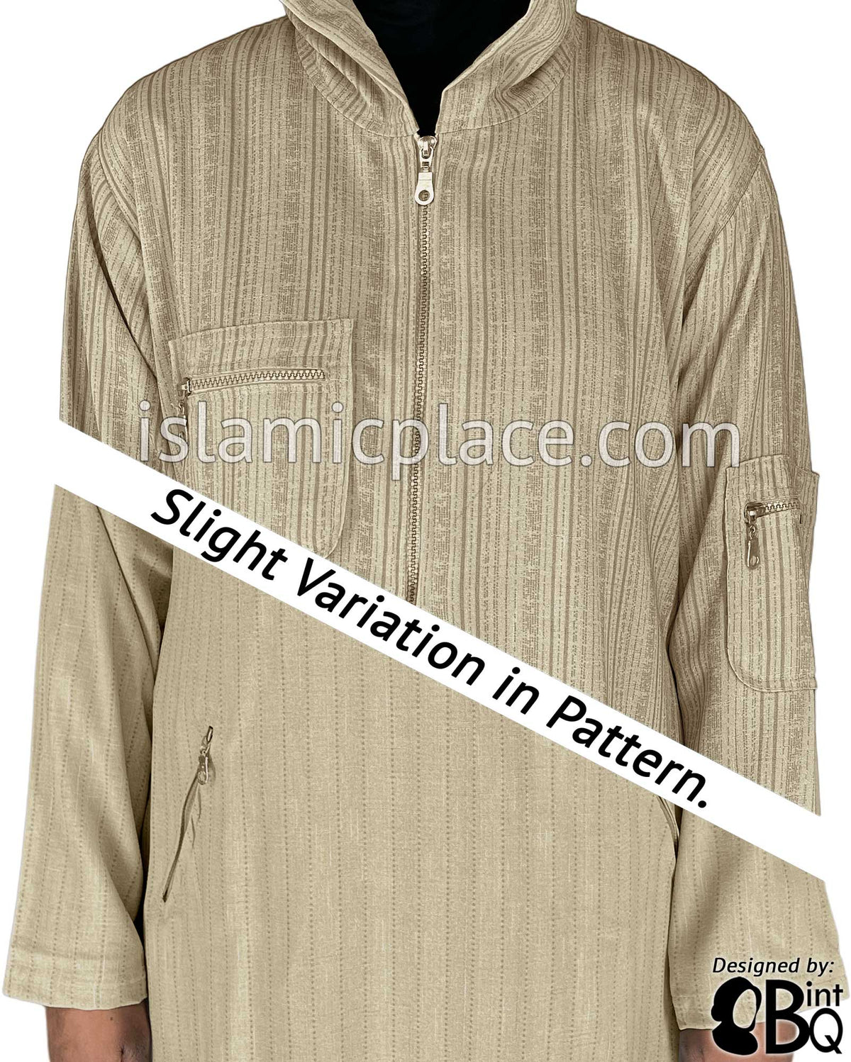 Oatmeal - Zahra Sporty Hoodie Abaya by BintQ - BQ237