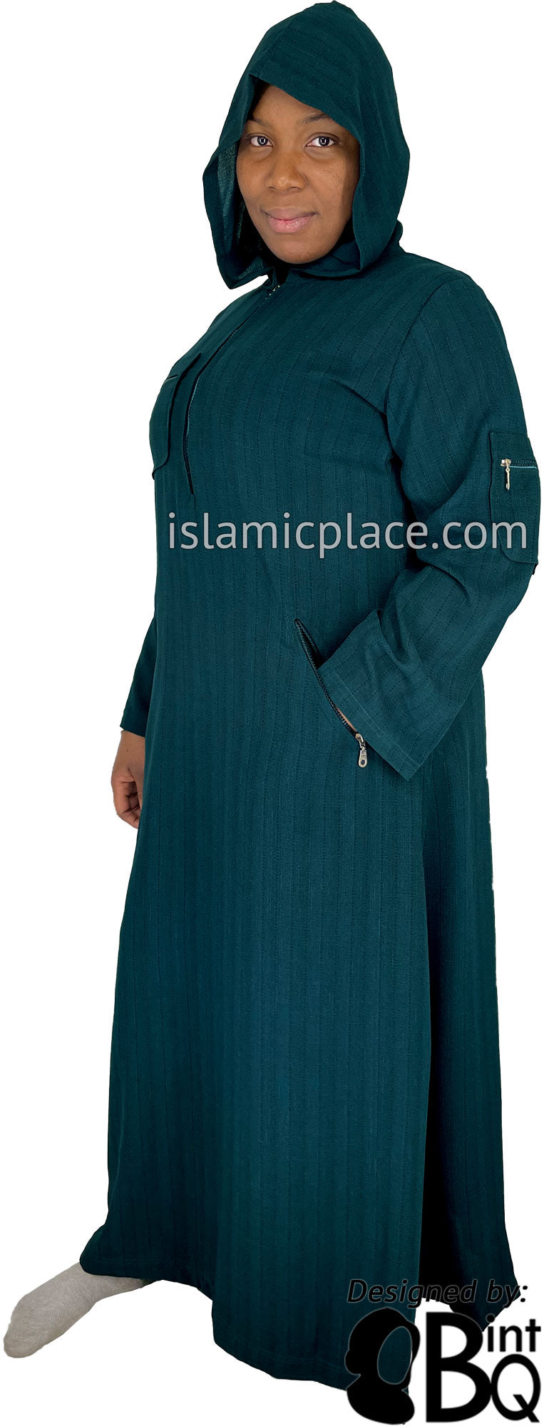 Dark Teal Blue - Zahra Sporty Hoodie Abaya by BintQ - BQ237
