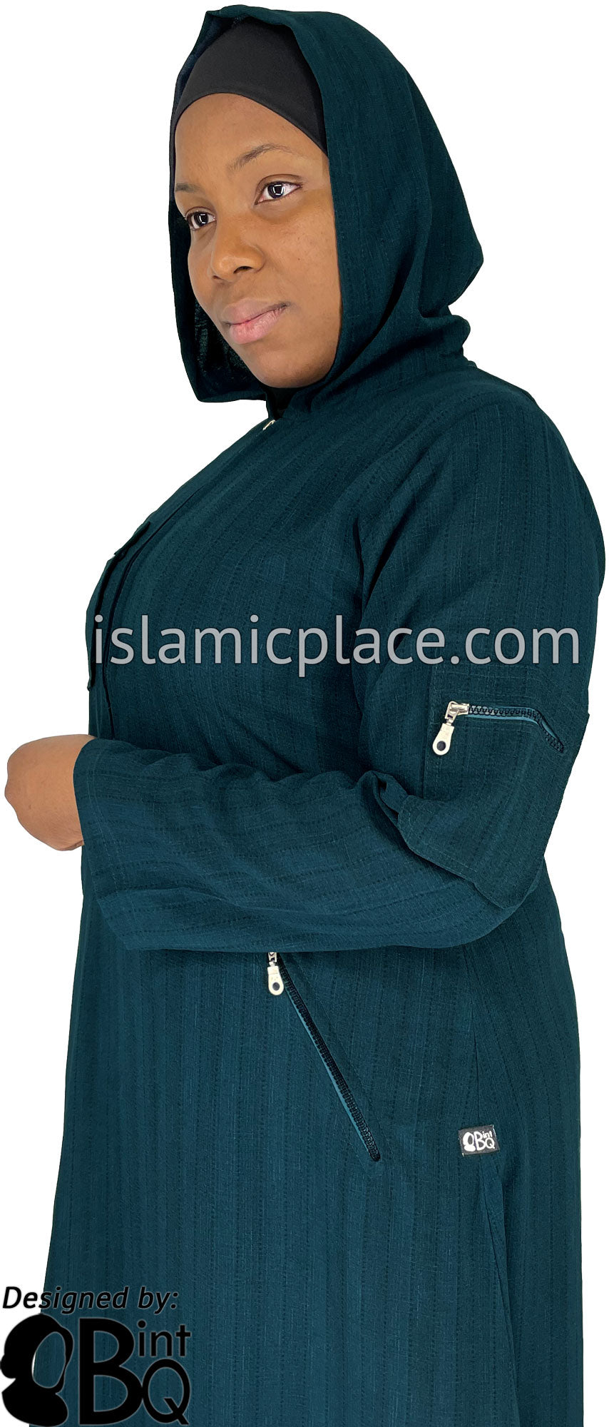 Dark Teal Blue - Zahra Sporty Hoodie Abaya by BintQ - BQ237