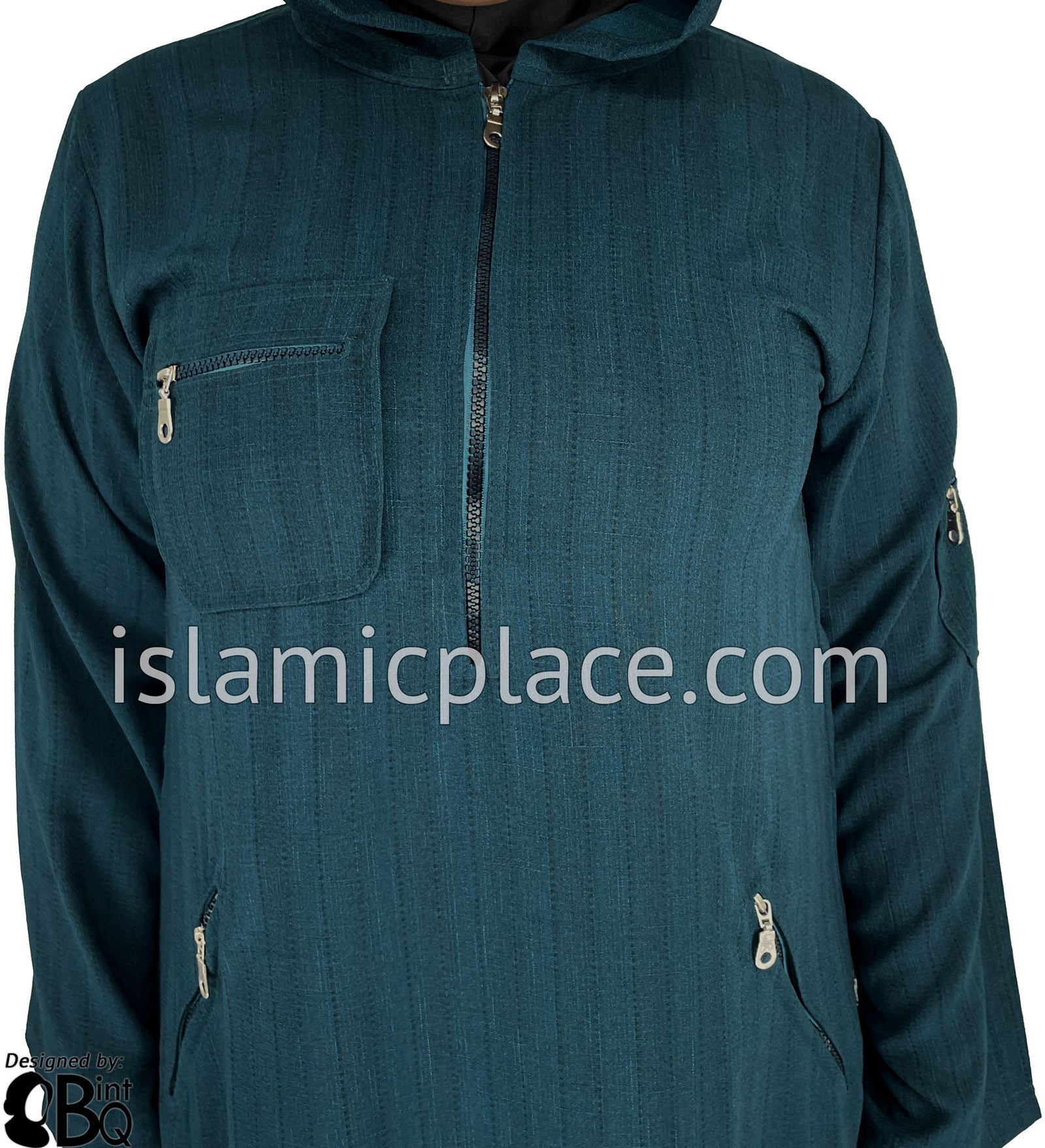 Dark Teal Blue - Zahra Sporty Hoodie Abaya by BintQ - BQ237