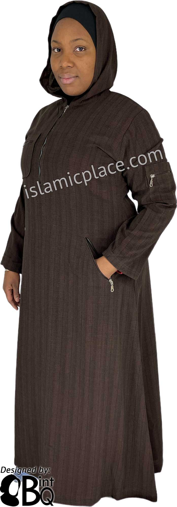 Brown - Zahra Sporty Hoodie Abaya by BintQ - BQ237