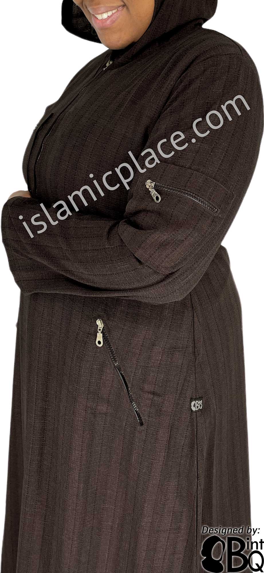 Brown - Zahra Sporty Hoodie Abaya by BintQ - BQ237