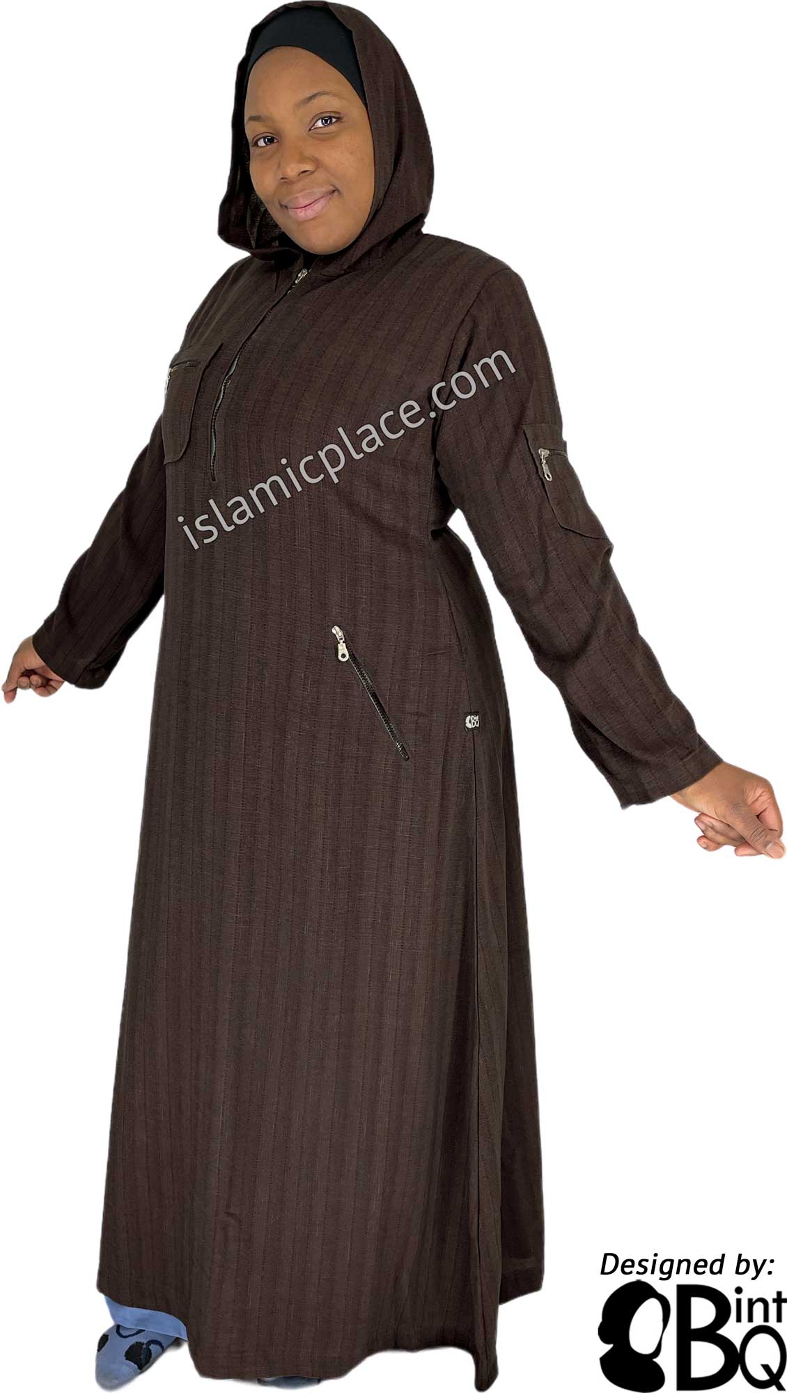 Brown - Zahra Sporty Hoodie Abaya by BintQ - BQ237