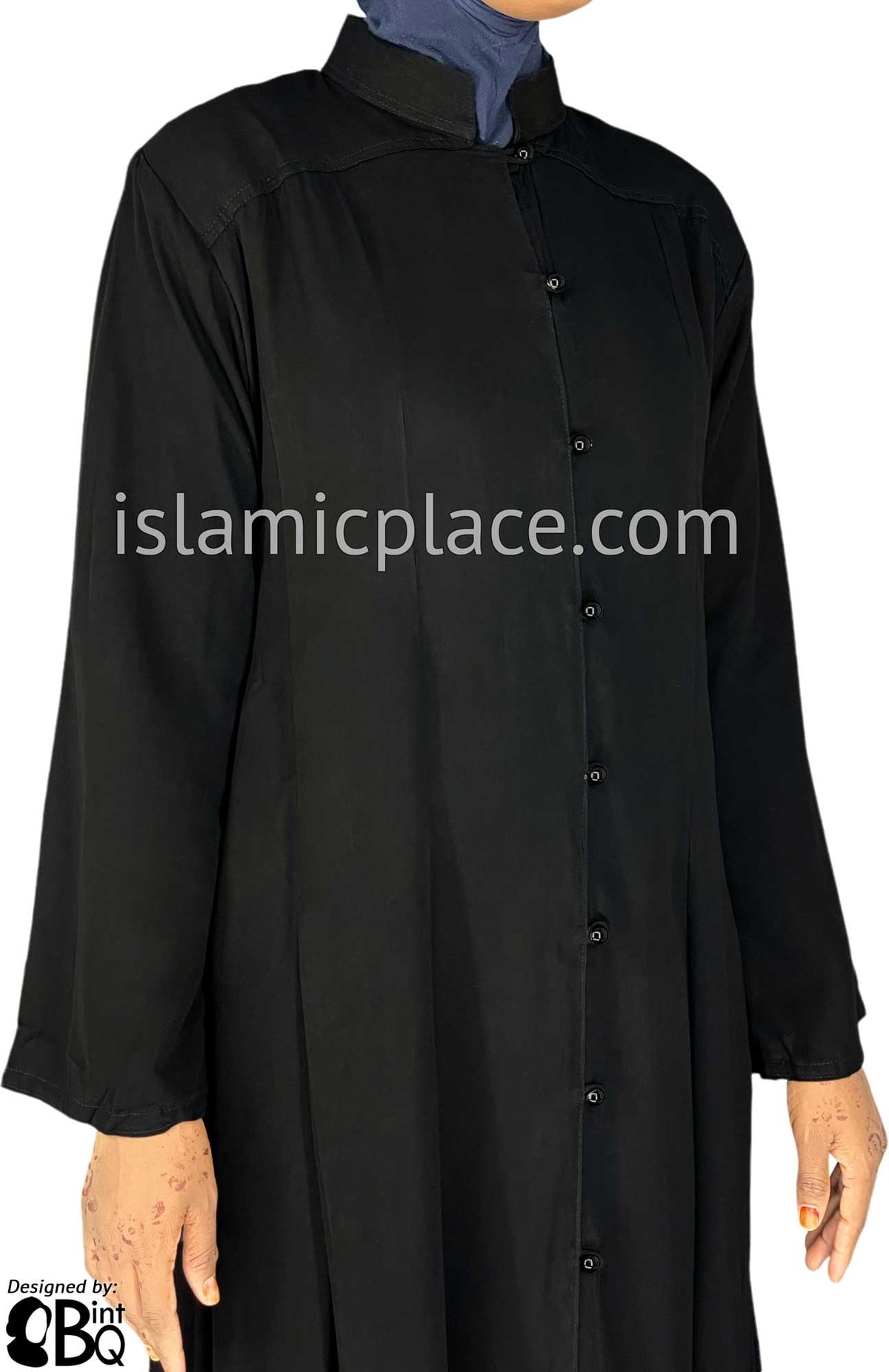 Black - Nasirah Line of Buttons Style Abaya by BintQ - BQ282