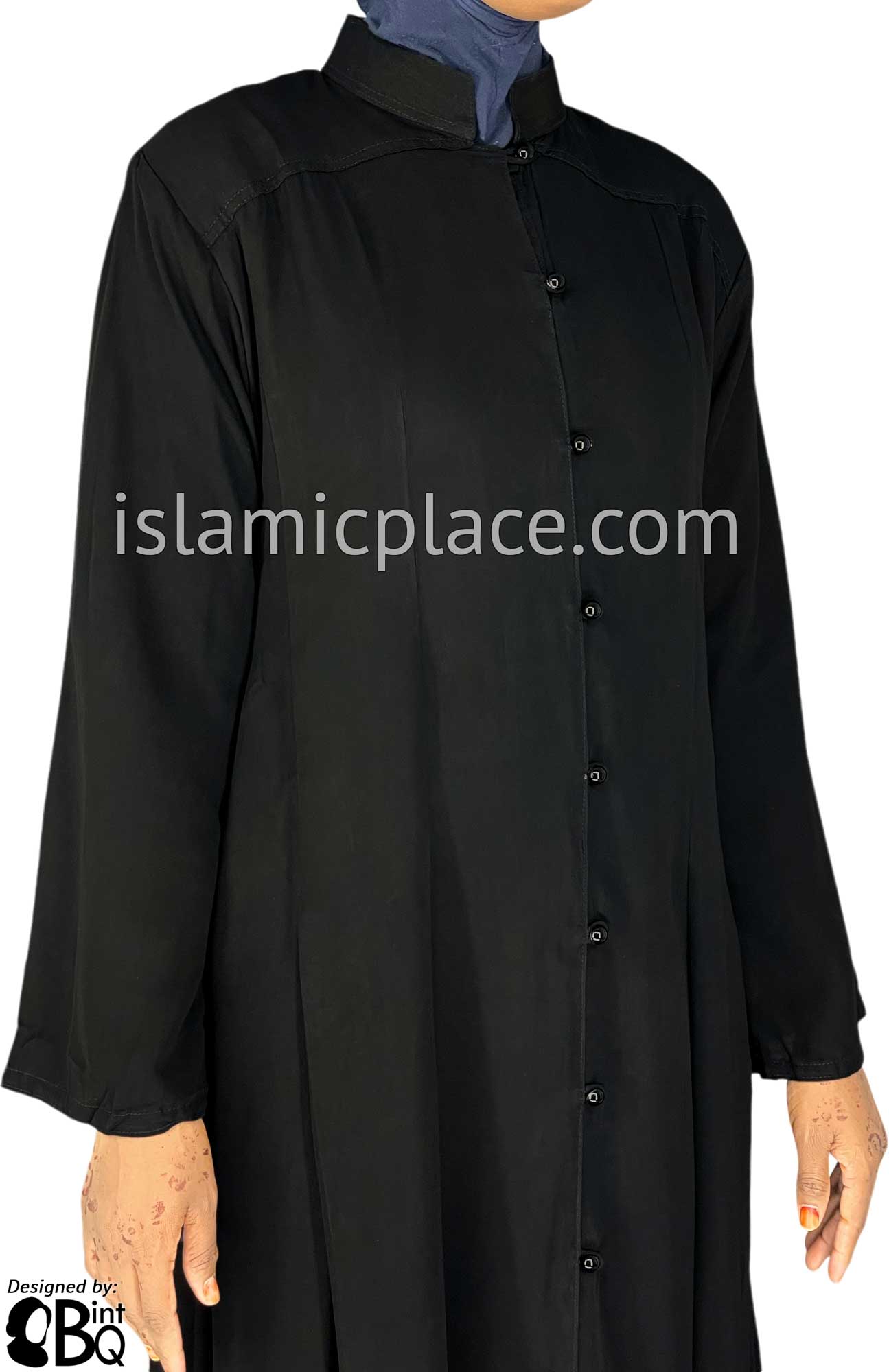 Black - Nasirah Line of Buttons Style Abaya by BintQ - BQ282