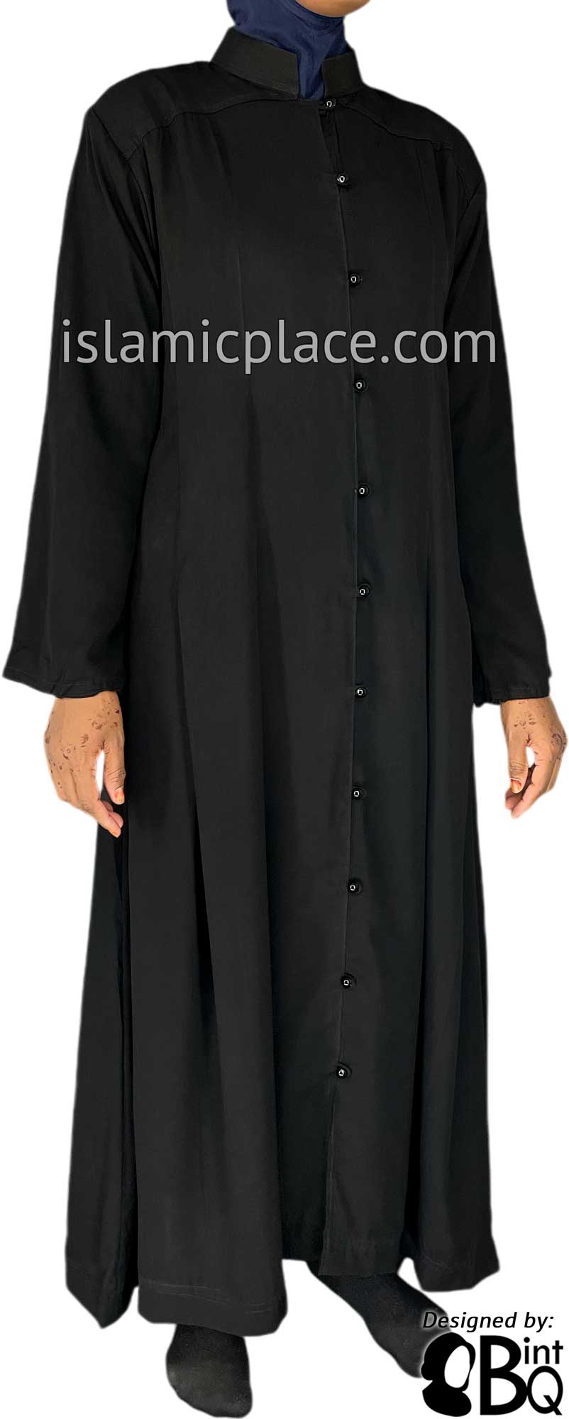 Black - Nasirah Line of Buttons Style Abaya by BintQ - BQ282