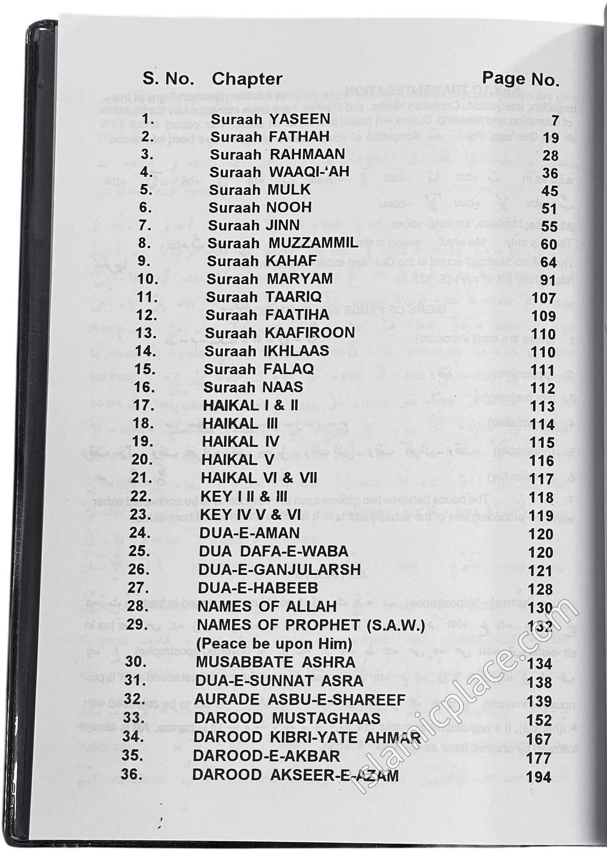 Panj Surah Shareef - Arabic, English and Transliteration