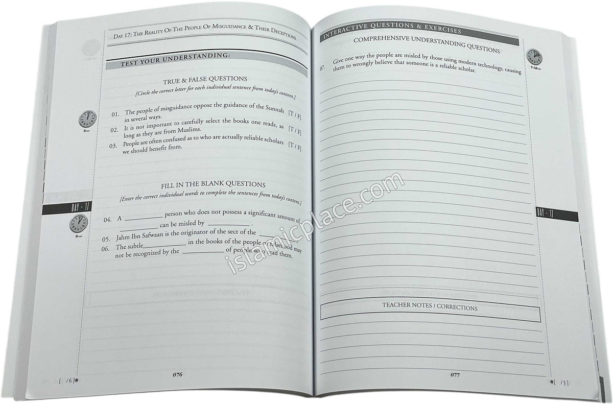 30 Days of Guidance: Learning Fundamental Principles of Islam - Exercise Workbook - A short journey within the work Al-Ibaanah Al-Sughrah with Sheikh 'Abdul-'Azeez Ibn 'Abdullah Ar-Raajihee