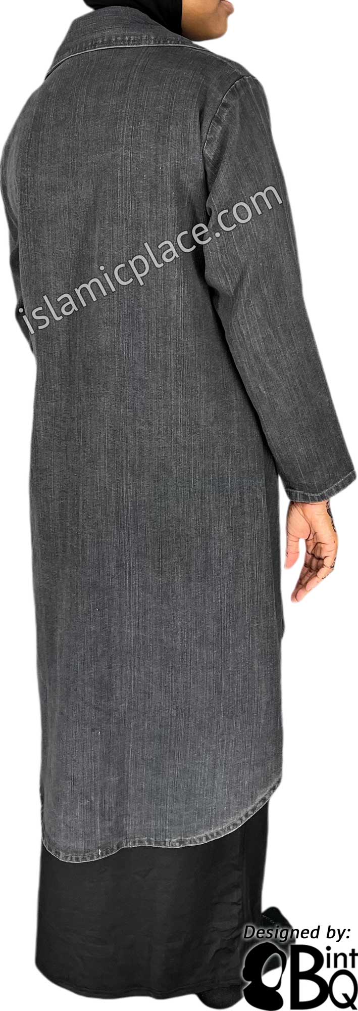 Gray Denim - Qadira Designer Coat by BintQ - BQ151
