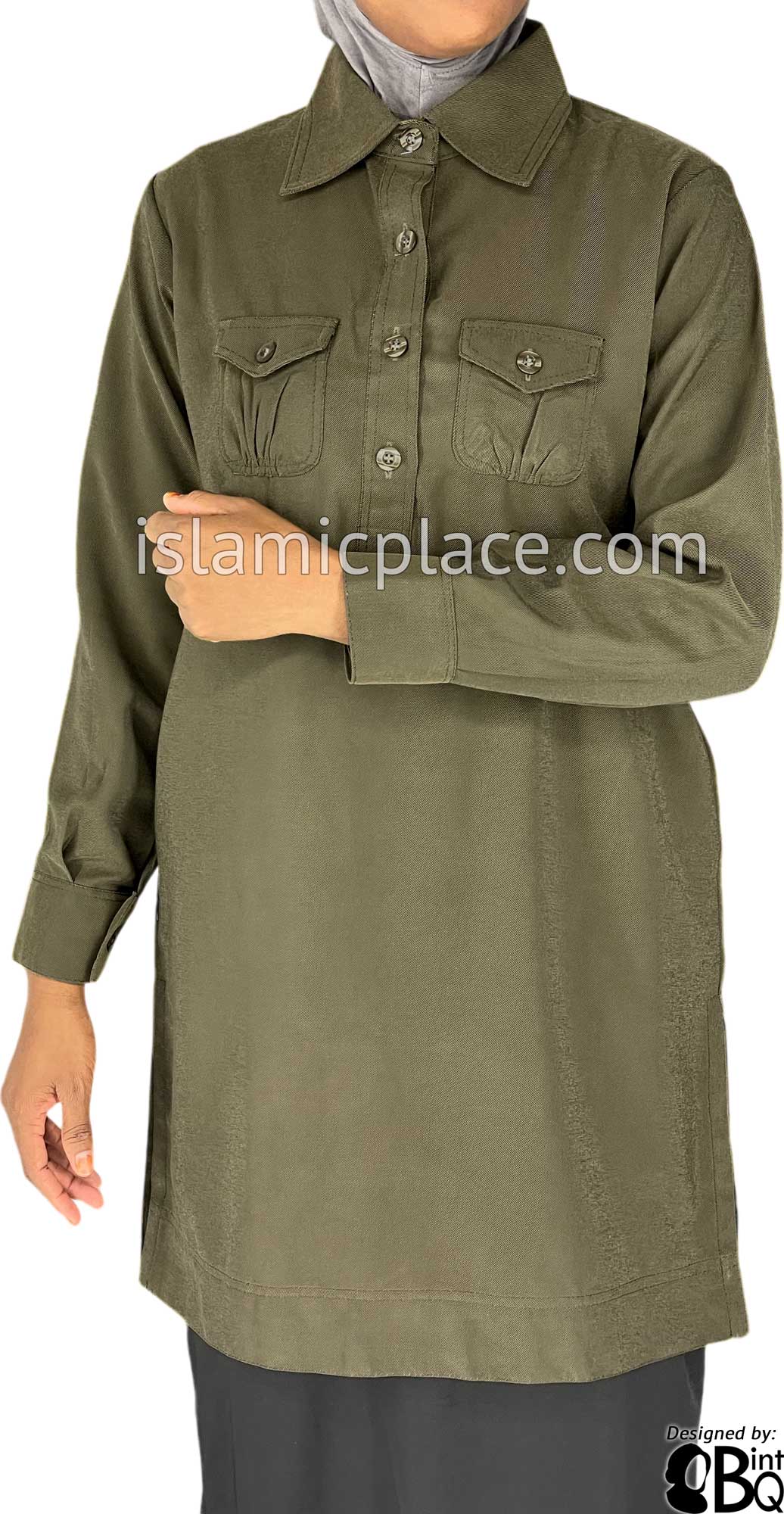 Taupe - Zaina Style Kameez Tunic Top by BintQ - BQ244