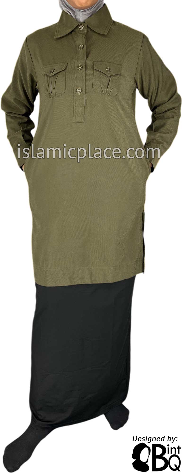 Taupe - Zaina Style Kameez Tunic Top by BintQ - BQ244