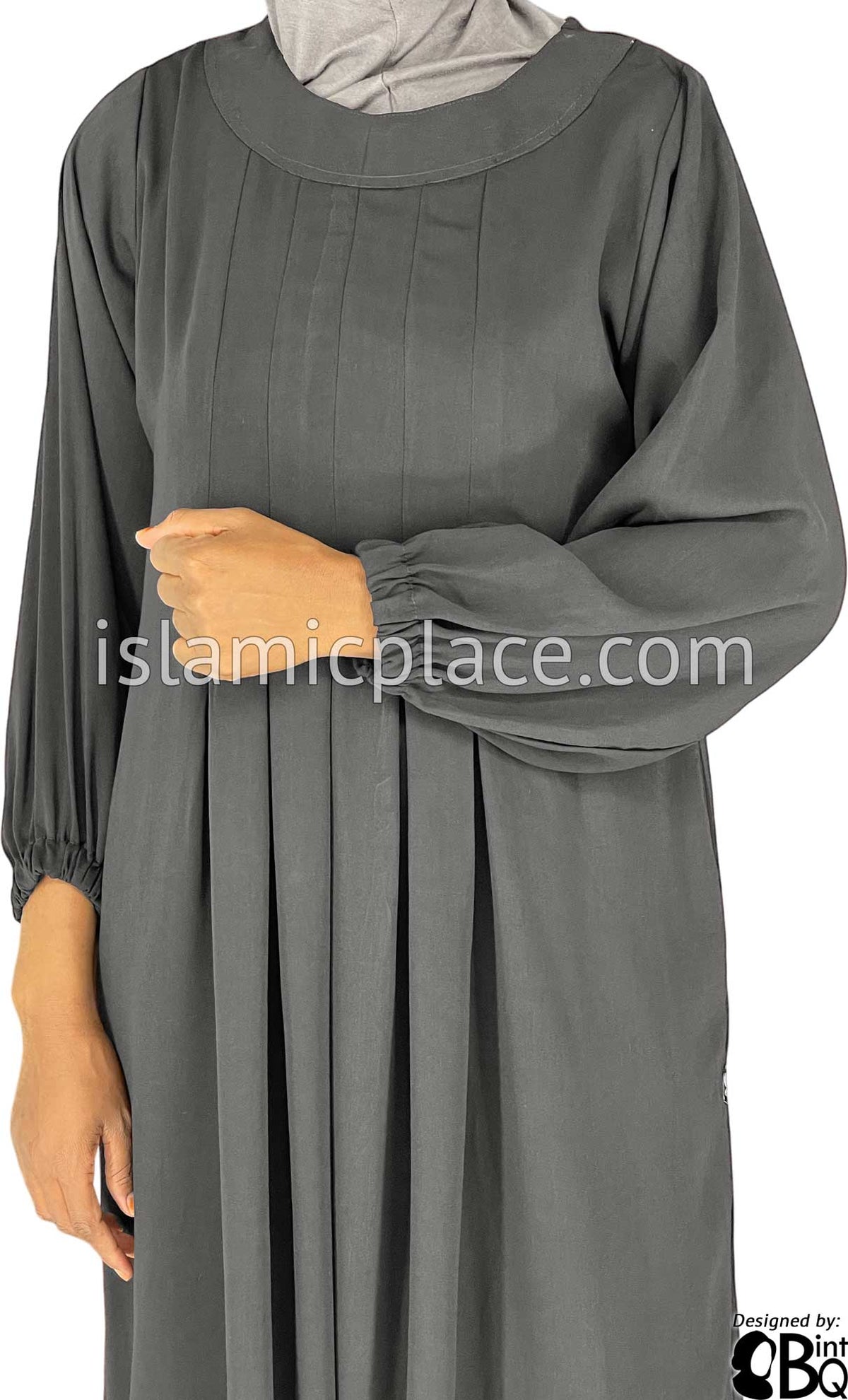 Gray - Sumera Chic Girl's Abaya with Baby Doll Inspired Pleats by BintQ - BQ275