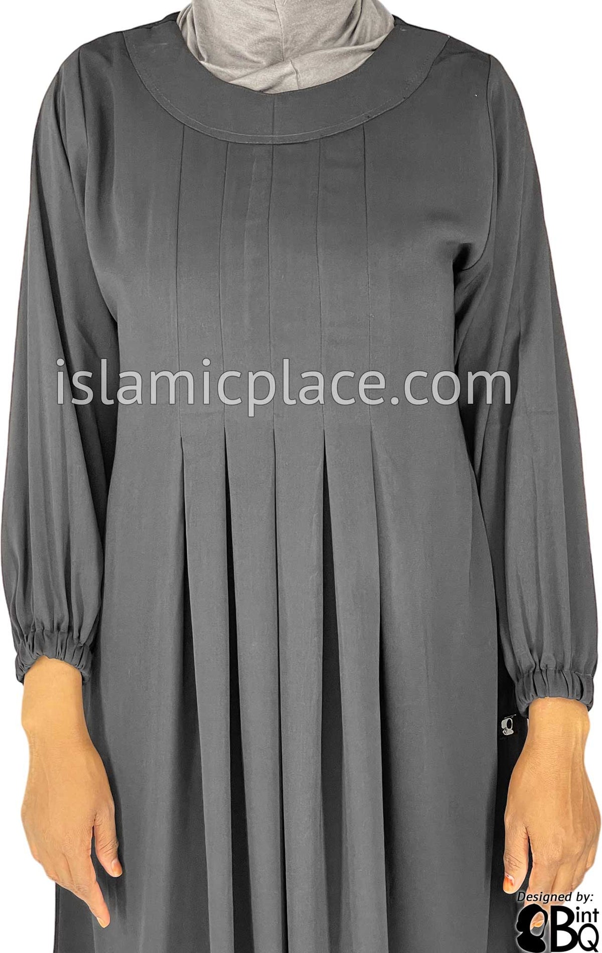 Gray - Sumera Chic Girl's Abaya with Baby Doll Inspired Pleats by BintQ - BQ275