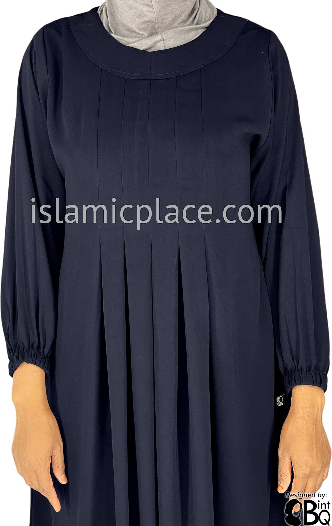 Navy Blue - Sumera Chic Girl's Abaya with Baby Doll Inspired Pleats by BintQ - BQ275 Navy Blue - Sumera Chic Girl's Abaya with Baby Doll Inspired Pleats by BintQ - BQ275