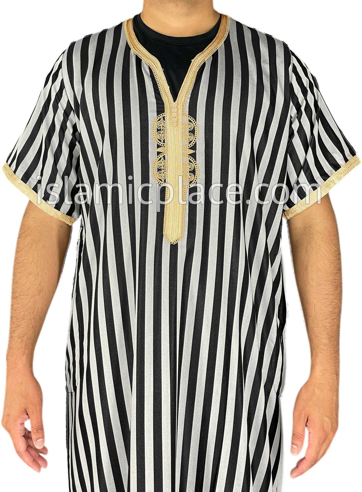 Black - Azhar Style Short Sleeve Thob