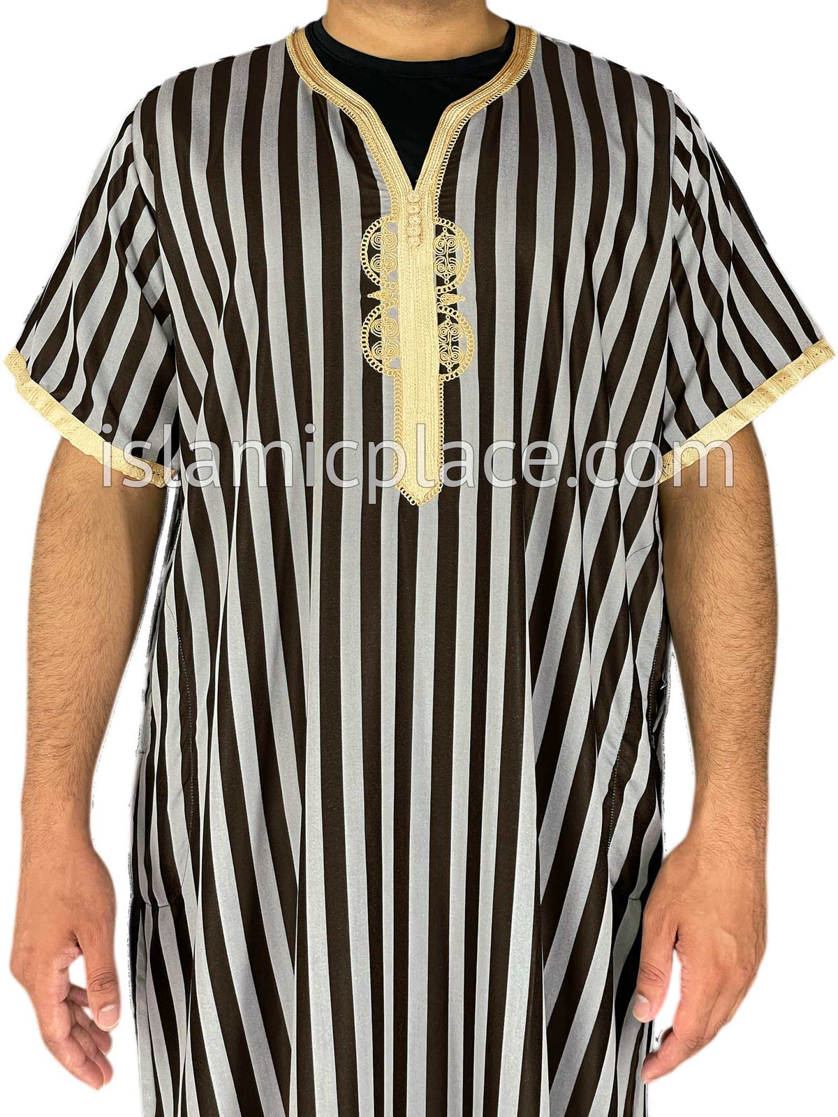 Brown - Azhar Style Short Sleeve Thob