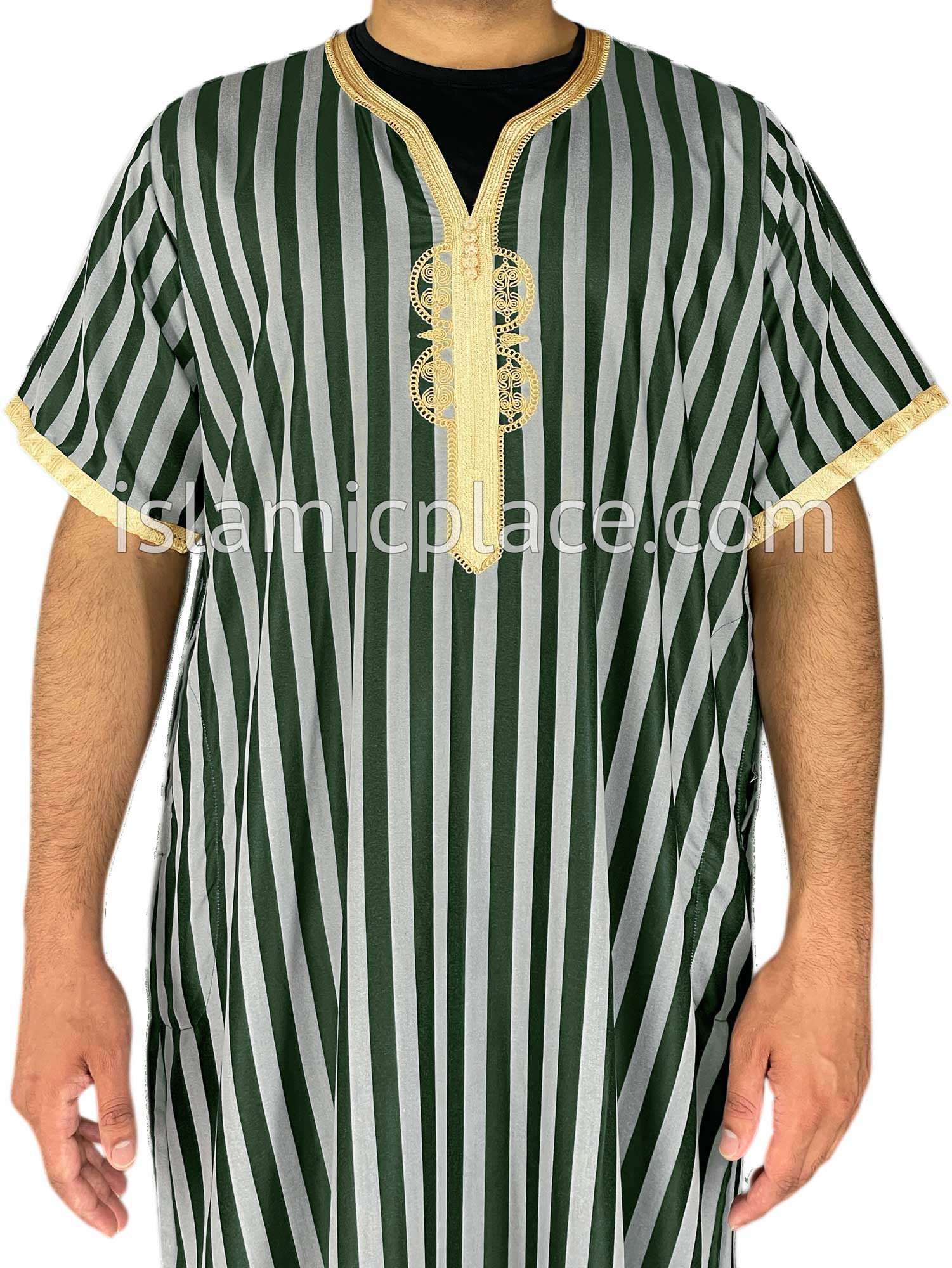 Olive Green - Azhar Style Short Sleeve Thob