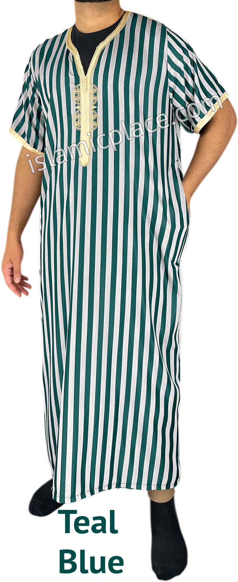 Teal Blue - Azhar Style Short Sleeve Thob