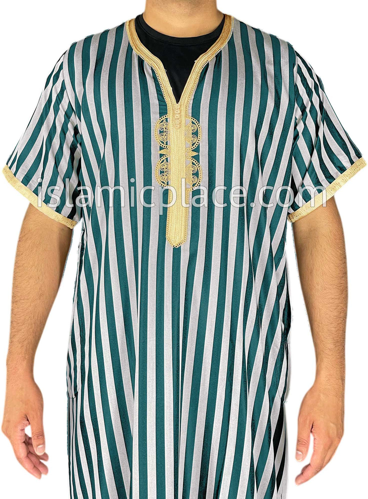 Teal Blue - Azhar Style Short Sleeve Thob