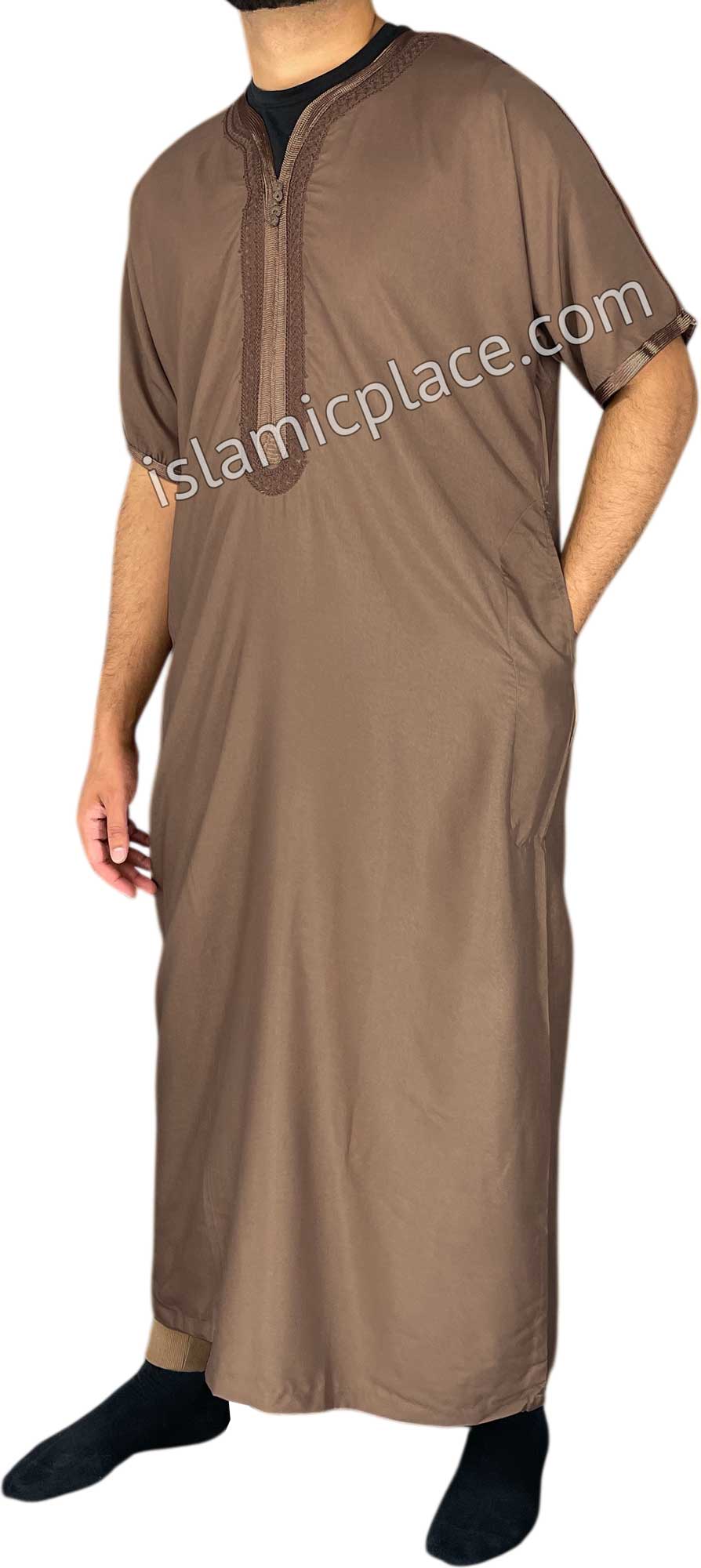 Coffee Brown - Ehsan Style Short Sleeve Thob