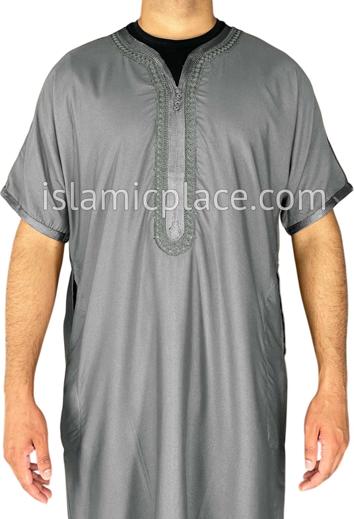 Gray - Ehsan Style Short Sleeve Thob