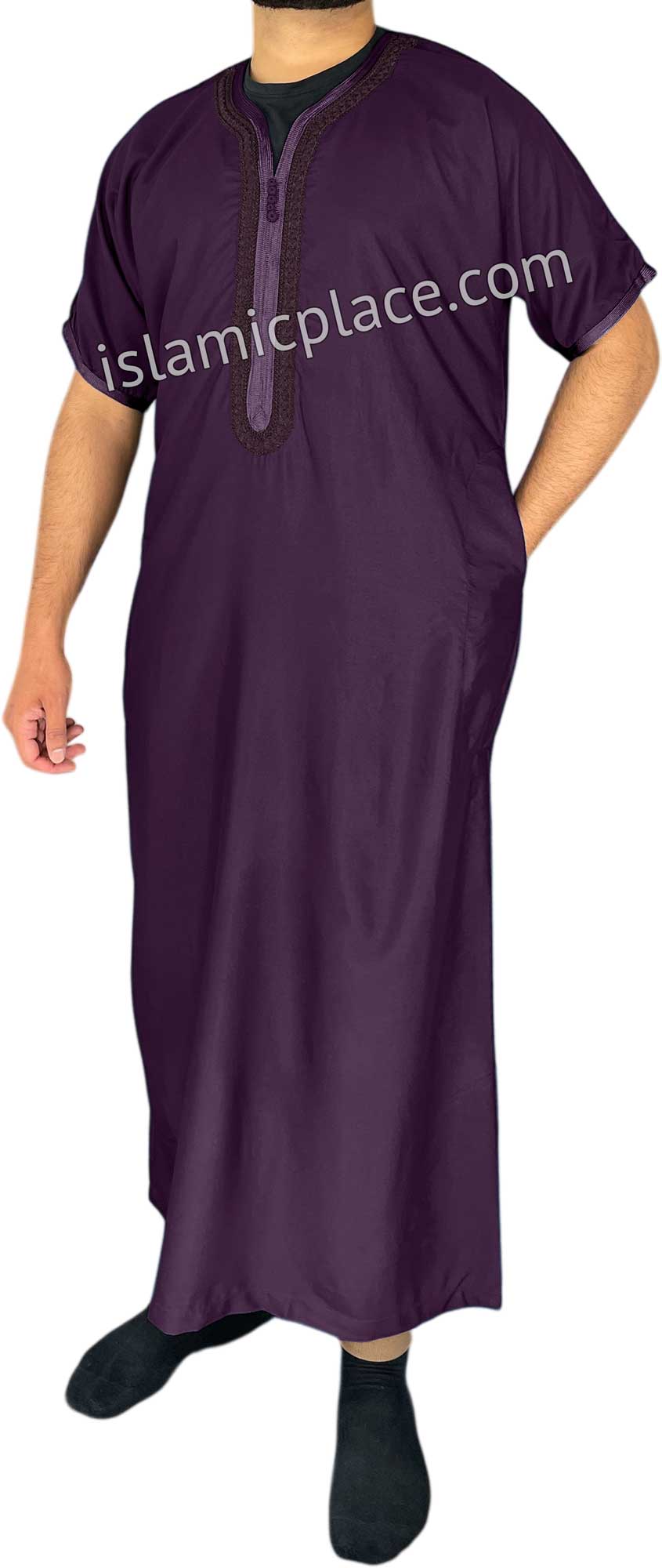 Plum - Ehsan Style Short Sleeve Thob