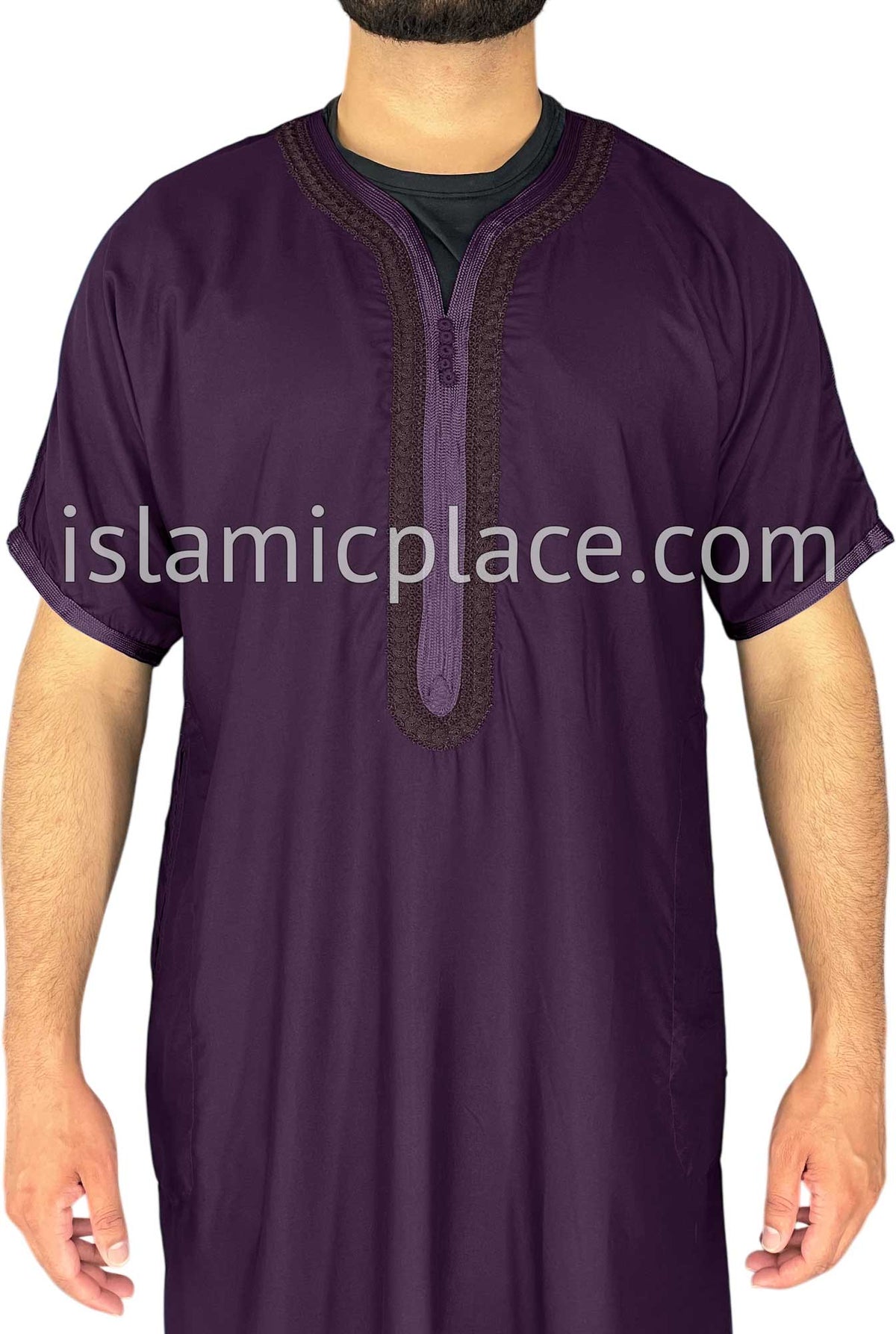 Plum - Ehsan Style Short Sleeve Thob
