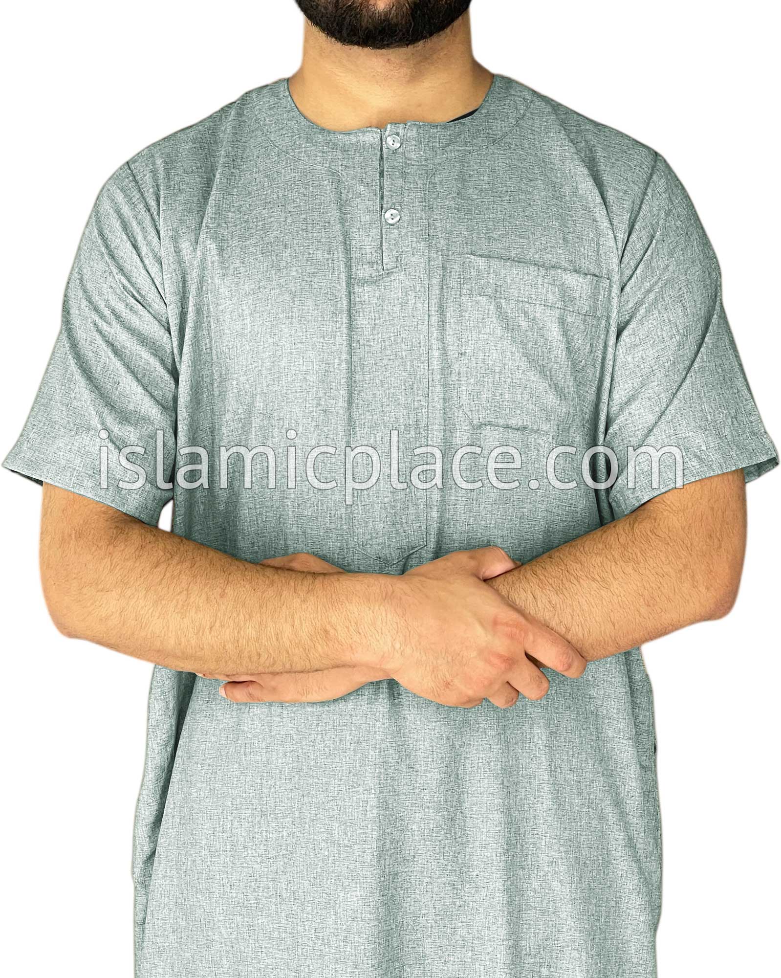 Mint Green - Jawad Style Short Sleeve Thob