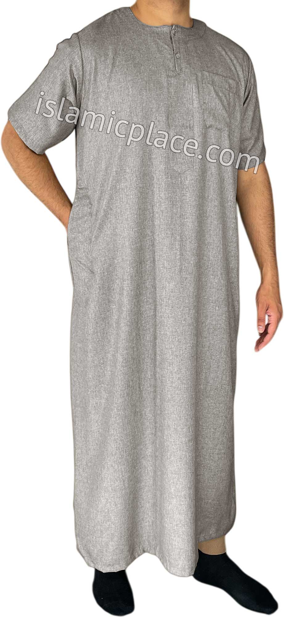 Slate Gray - Jawad Style Short Sleeve Thob