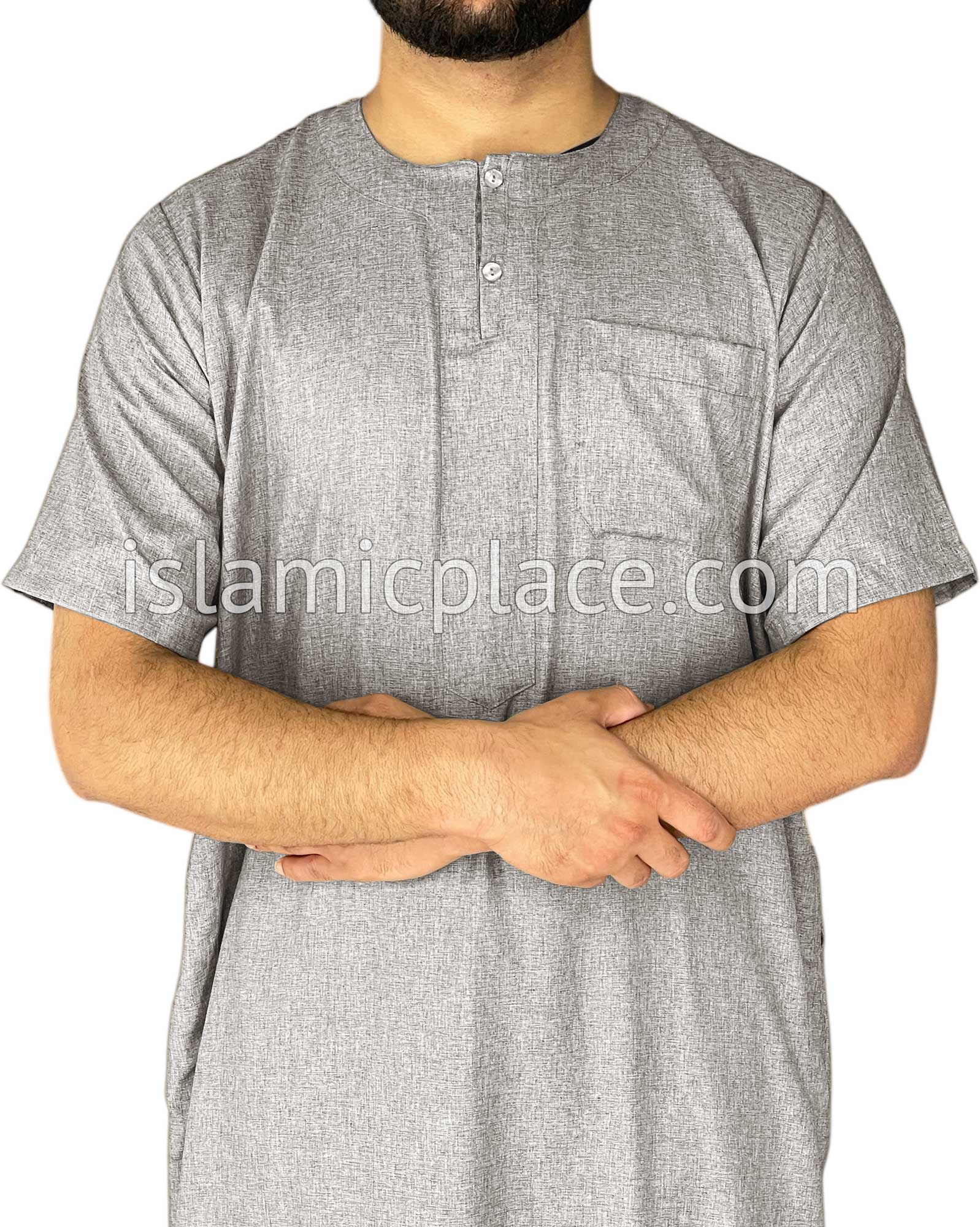 Slate Gray - Jawad Style Short Sleeve Thob