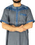 Charcoal Gray and Denim Blue - Haleem Style Short Sleeve Thob