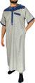 Silver Gray and Navy Blue - Haleem Style Short Sleeve Thob