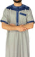 Silver Gray and Navy Blue - Haleem Style Short Sleeve Thob
