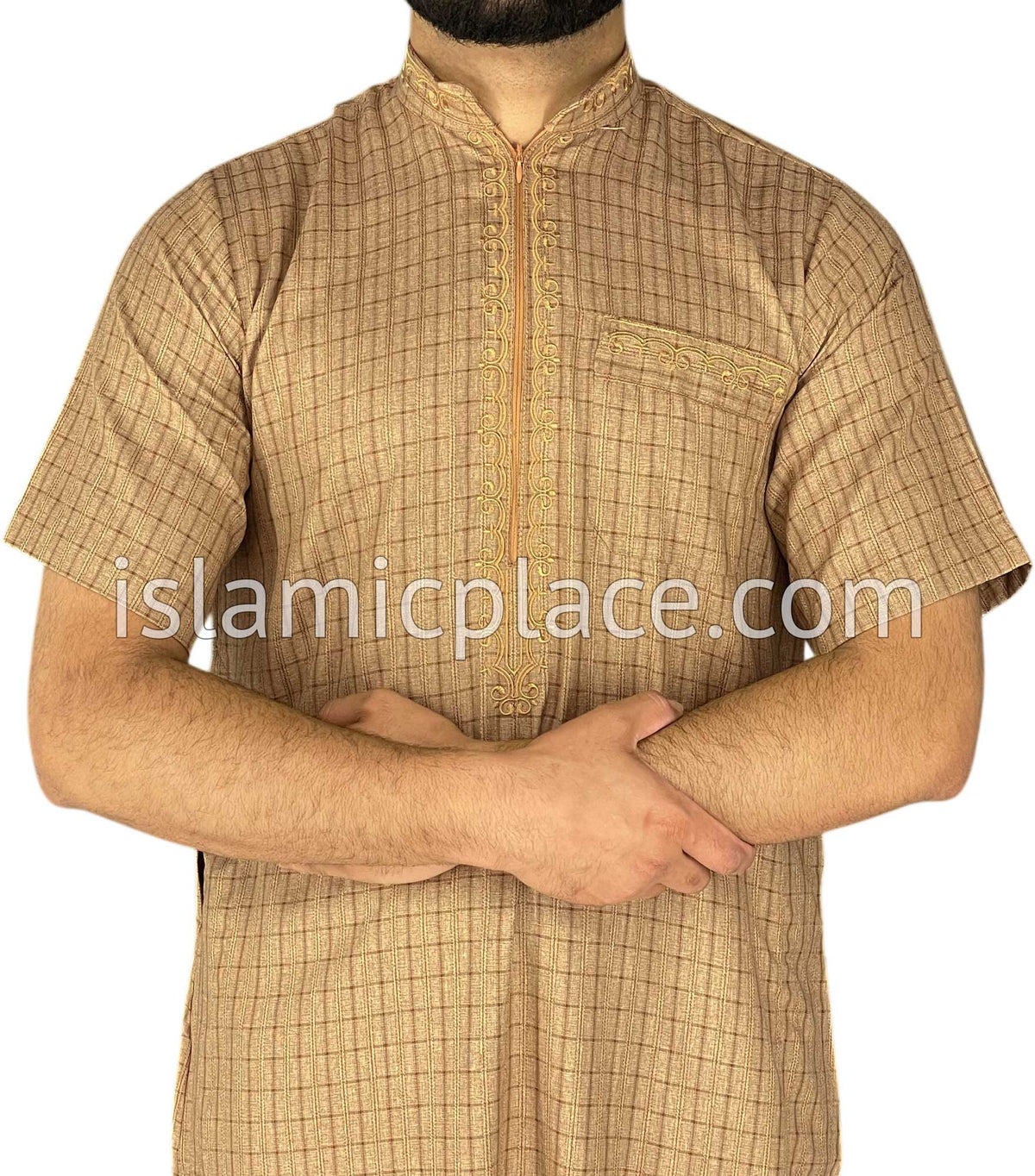 Dark Khaki - Irfan Style Short Sleeve Thob