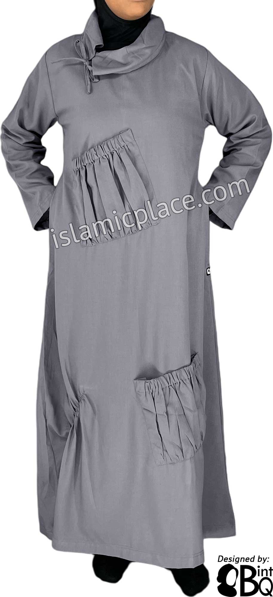 Steel Gray - Farah Big Pockets Style Abaya by BintQ - BQ159