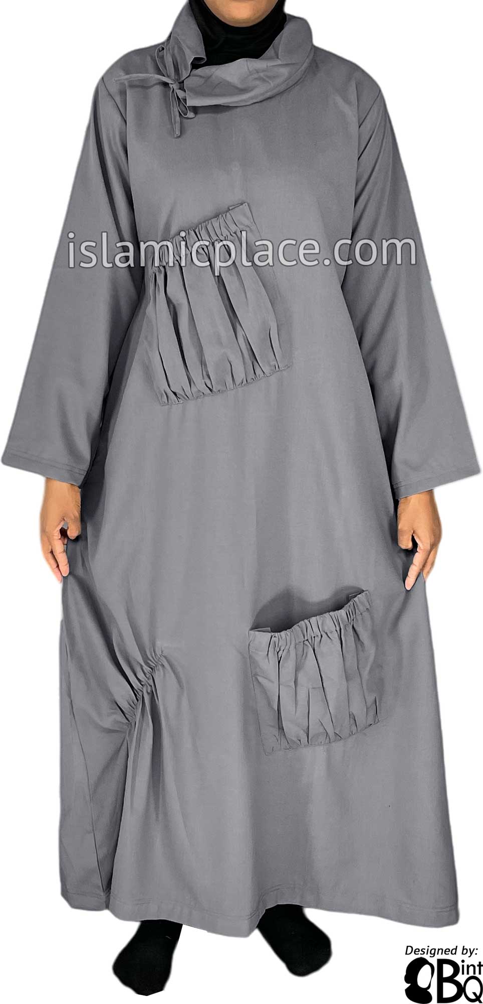 Steel Gray - Farah Big Pockets Style Abaya by BintQ - BQ159