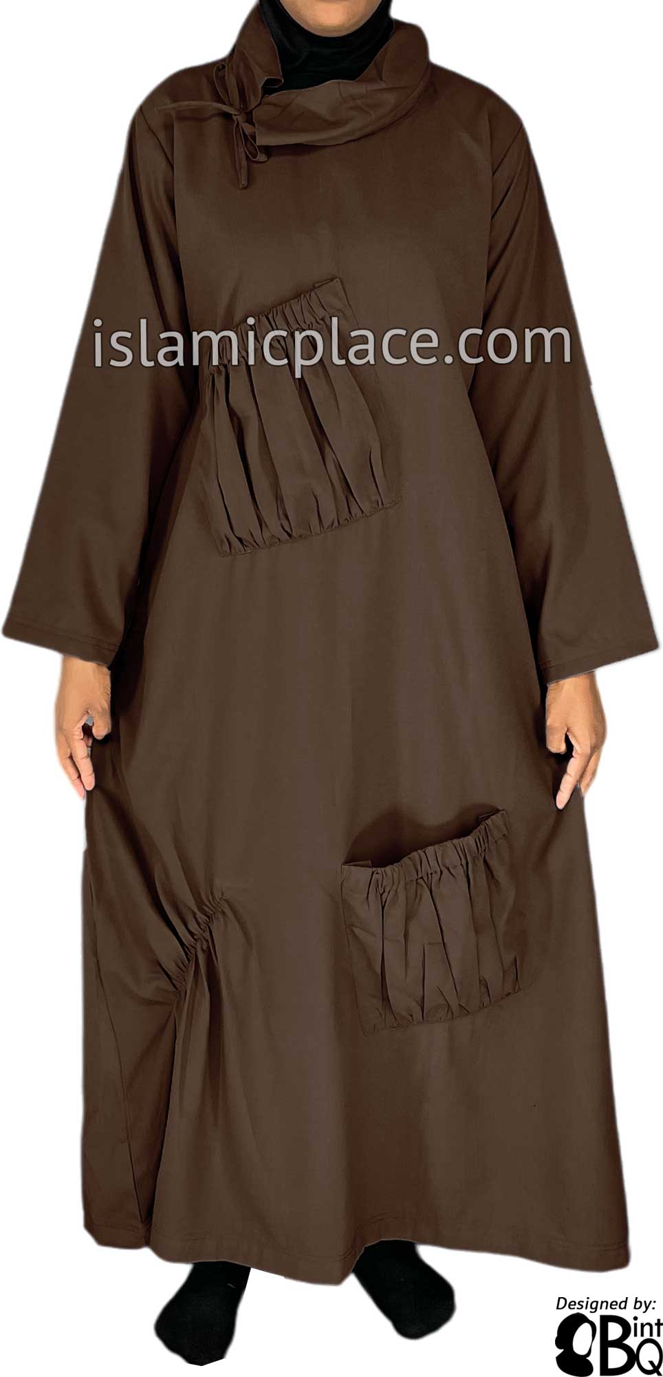 Brown - Farah Big Pockets Style Abaya by BintQ - BQ159