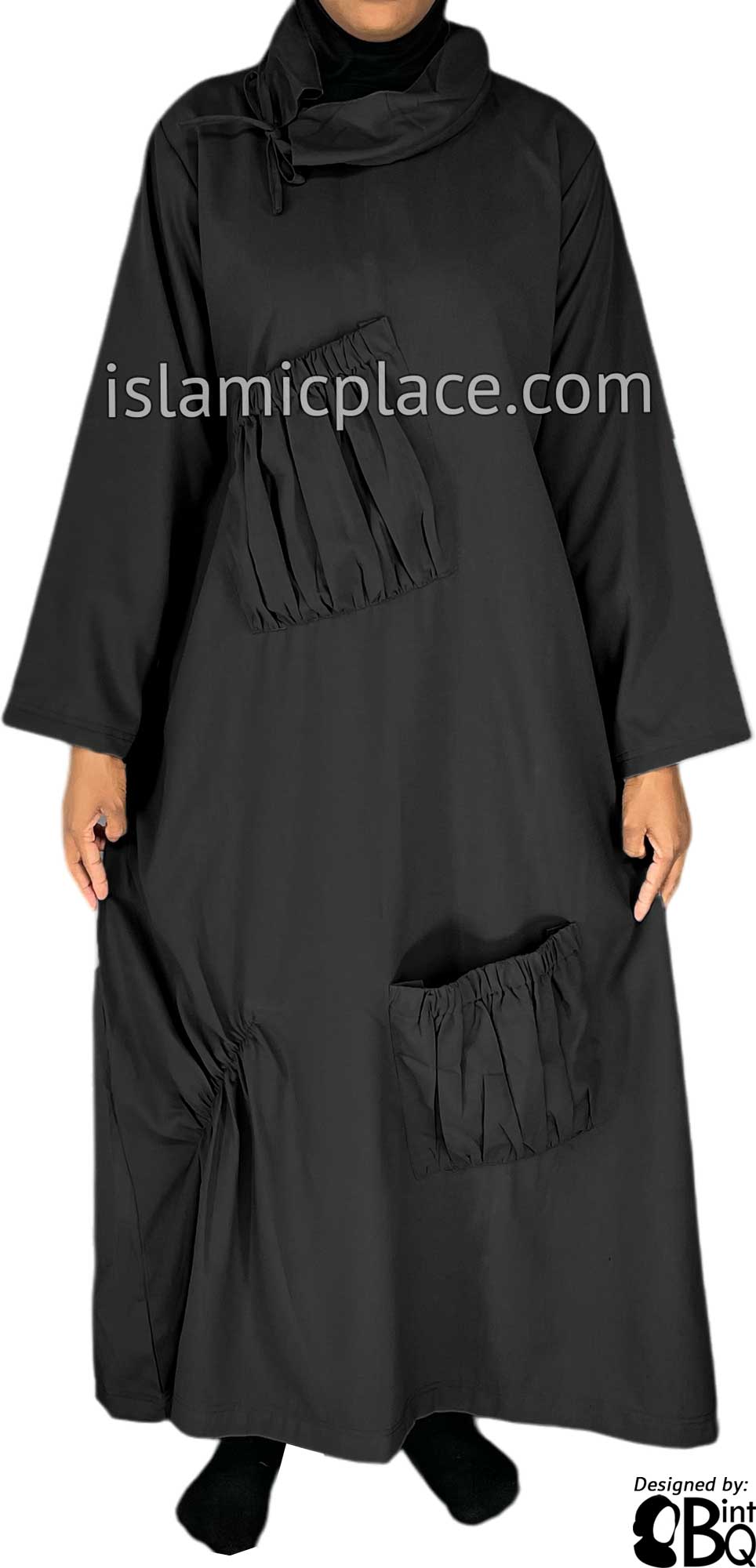 Black - Farah Big Pockets Style Abaya by BintQ - BQ159
