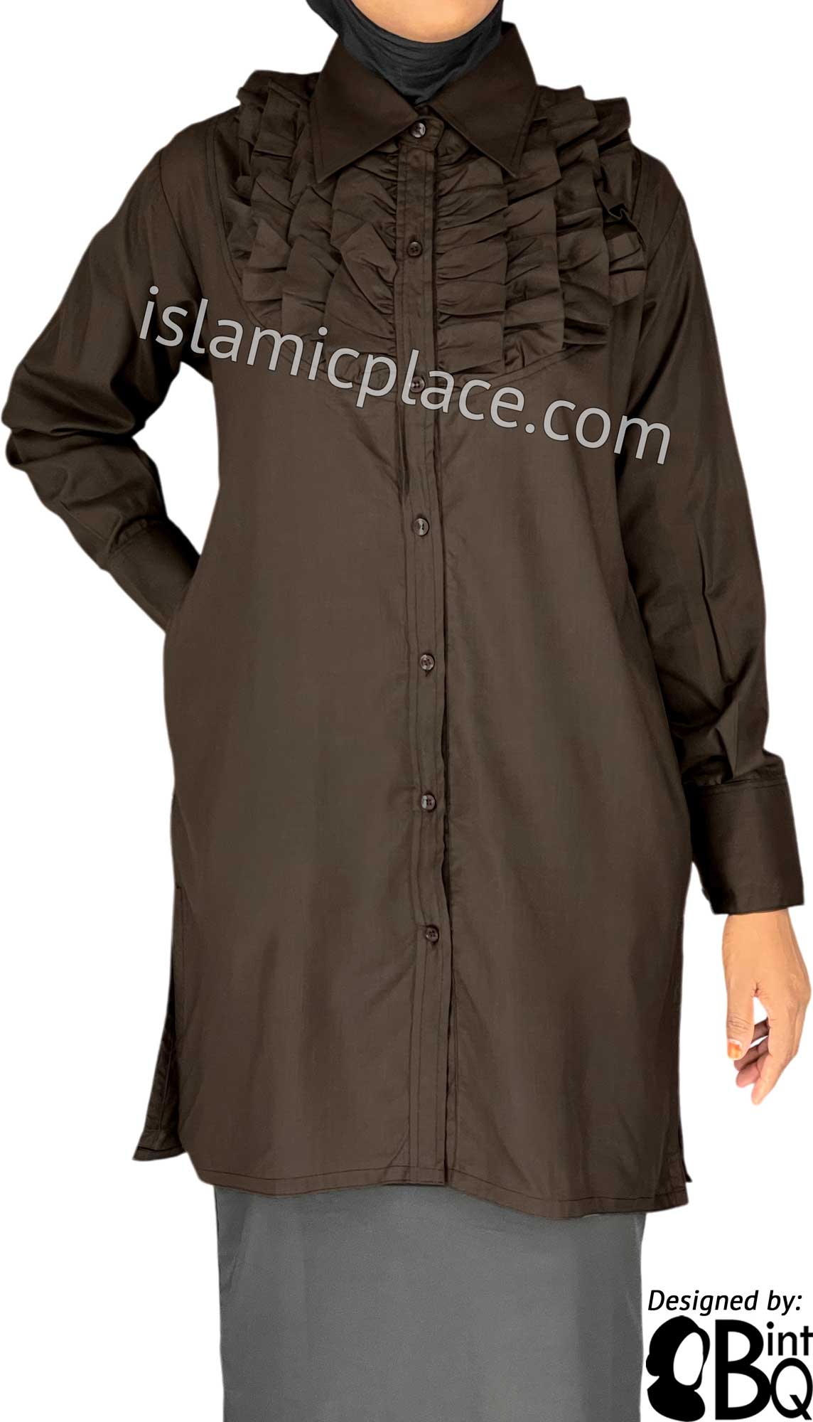 Brown - Rafia Style Kameez Tunic Top by BintQ - BQ194B