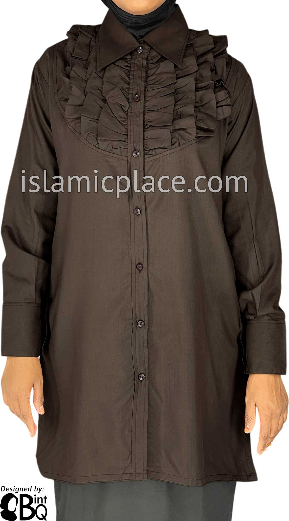 Brown - Rafia Style Kameez Tunic Top by BintQ - BQ194B