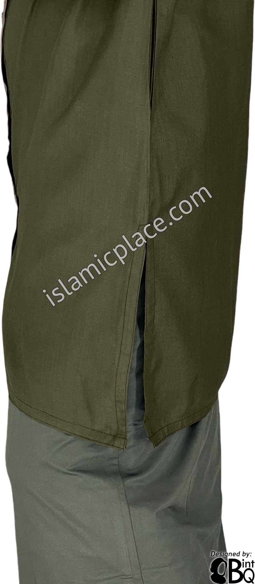 Olive Green - Rafia Style Kameez Tunic Top by BintQ - BQ194B