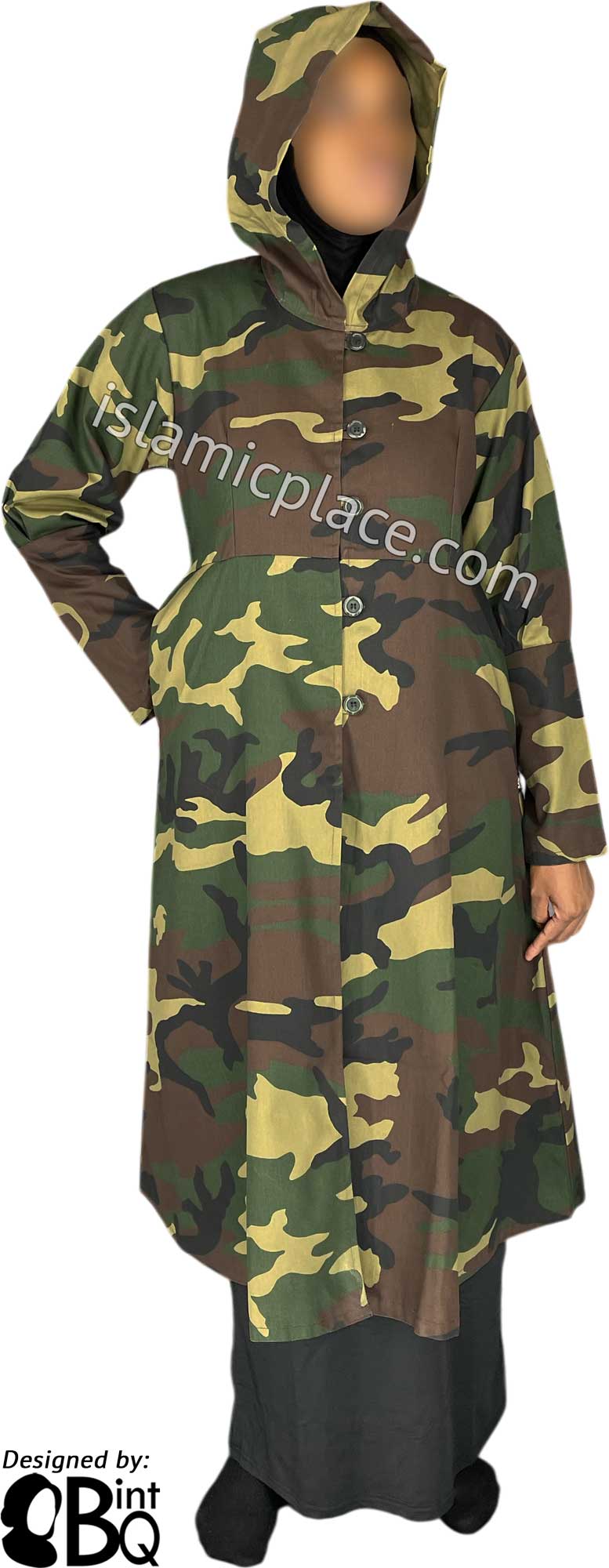 Black, Green and Brown Camouflage Army Fatigue - Naima Stylish Coat by BintQ - BQ86