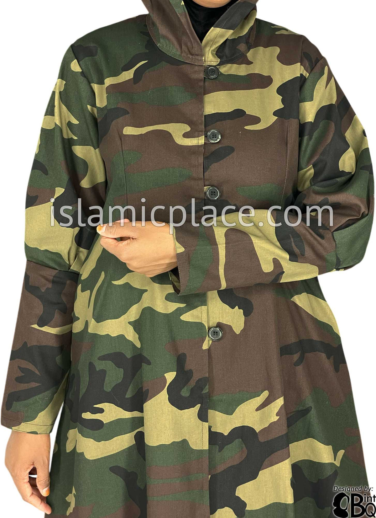 Black, Green and Brown Camouflage Army Fatigue - Naima Stylish Coat by BintQ - BQ86