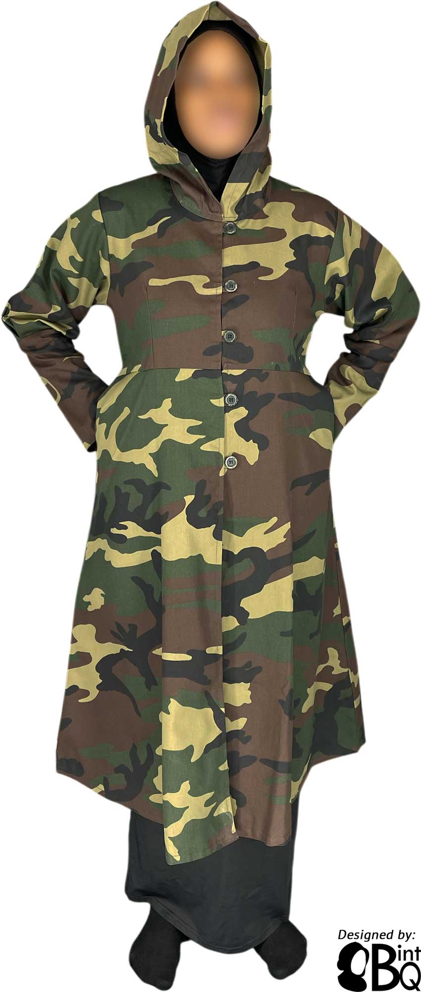 Black, Green and Brown Camouflage Army Fatigue - Naima Stylish Coat by BintQ - BQ86