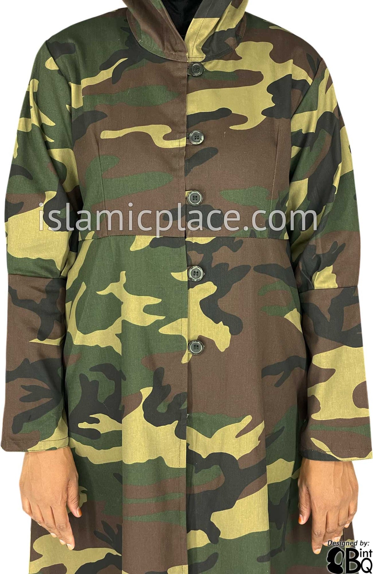 Black, Green and Brown Camouflage Army Fatigue - Naima Stylish Coat by BintQ - BQ86