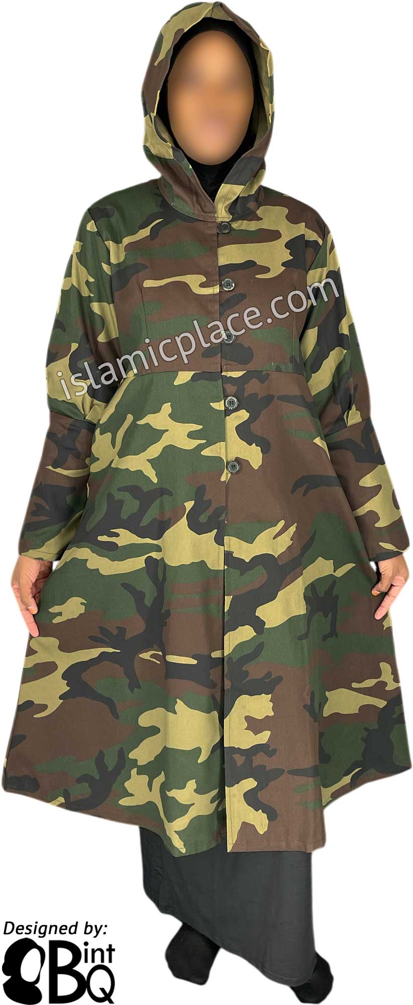 Black, Green and Brown Camouflage Army Fatigue - Naima Stylish Coat by BintQ - BQ86