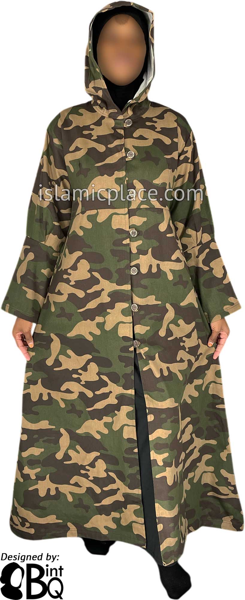 Olive Green, Brown and Khaki Camouflage Army Fatigue - Anaya Style Abaya by BintQ - BQ86