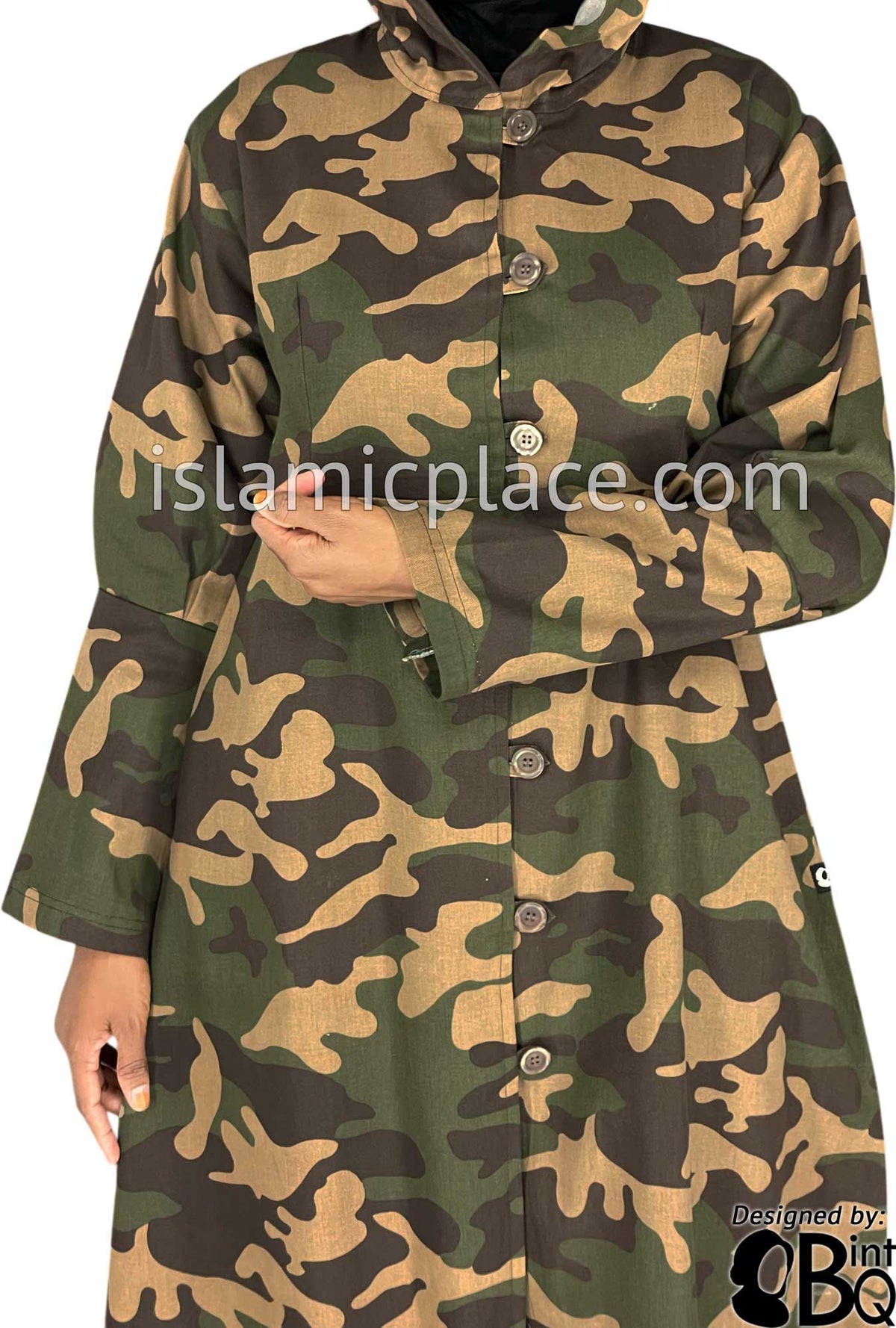 Olive Green, Brown and Khaki Camouflage Army Fatigue - Anaya Style Abaya by BintQ - BQ86