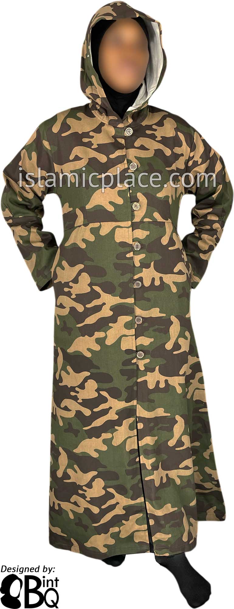 Olive Green, Brown and Khaki Camouflage Army Fatigue - Anaya Style Abaya by BintQ - BQ86